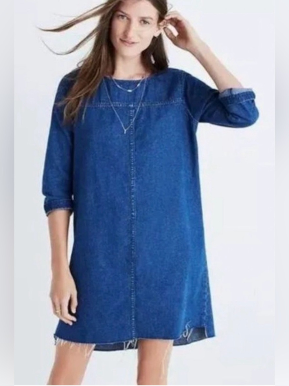 Madewell Indigo Denim Long-Sleeve Shift Dress